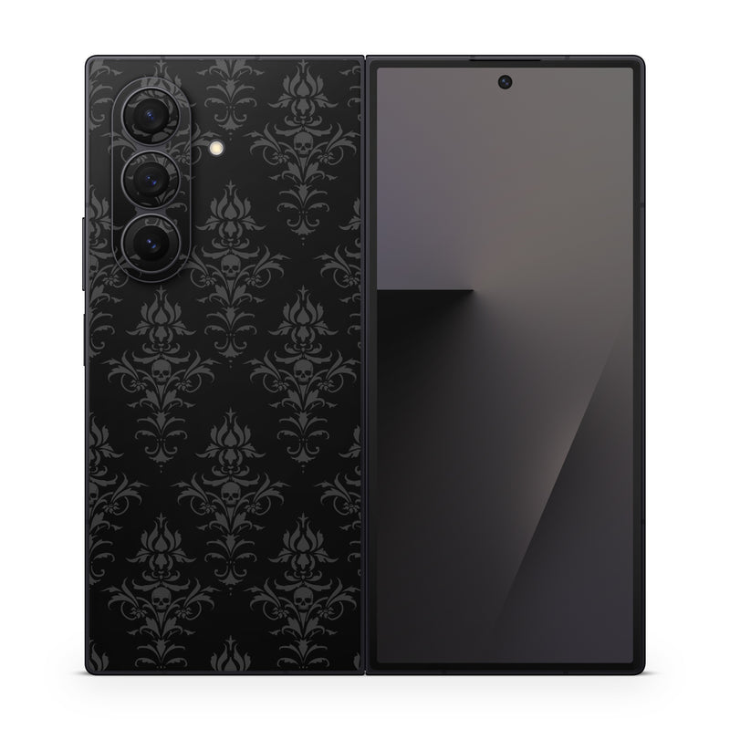 Samsung Galaxy Z Fold7 Skin design of Black, Pattern, Design, Monochrome, Black-and-white, Darkness, Monochrome photography, Symmetry, with black, gray colors