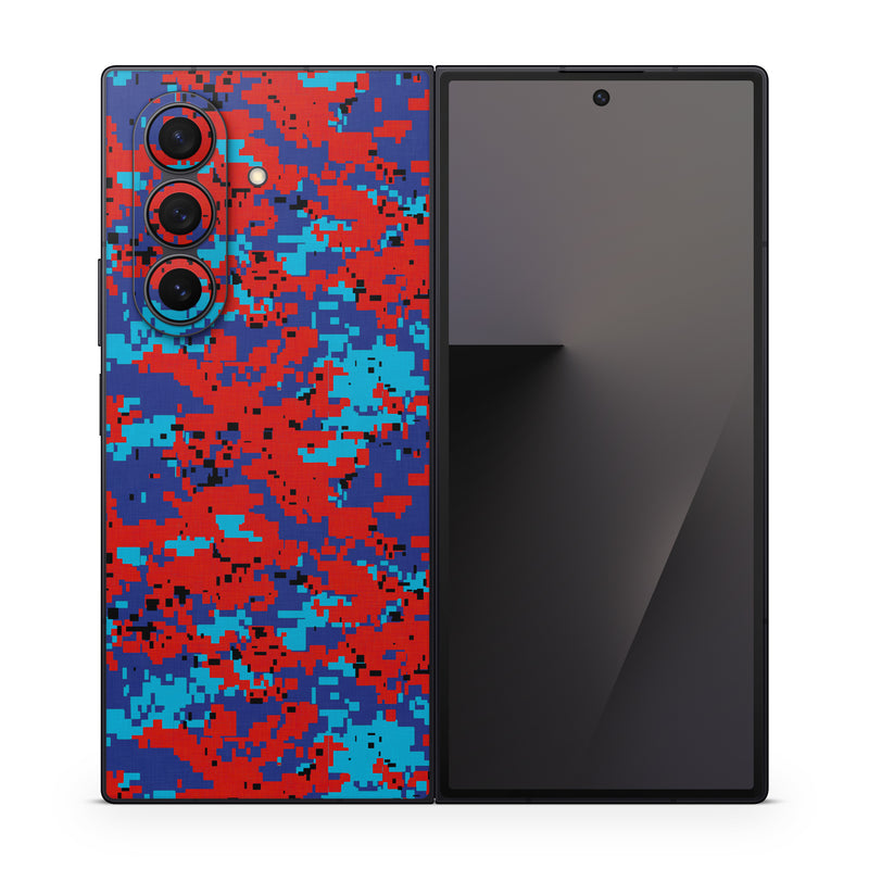 Samsung Galaxy Z Fold7 Skin design of Blue, Red, Pattern, Textile, Electric blue, with blue, red colors