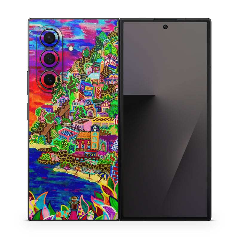Samsung Galaxy Z Fold7 Skin design of Art, Modern art, Visual arts, Painting, with red, blue, yellow, purple, white, green, orange colors