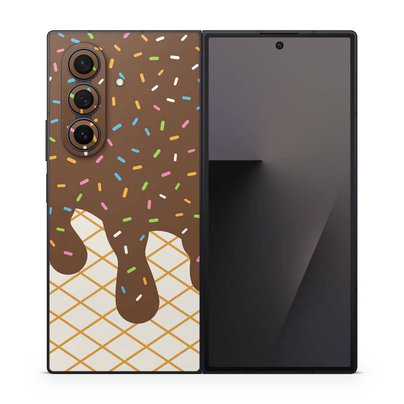 Samsung Galaxy Z Fold7 Skin design, with white, brown, yellow, green, pink, orange, blue colors