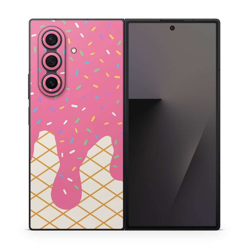 Samsung Galaxy Z Fold7 Skin design of Graphics, Child art, Wrapping Paper, Pattern, with white, brown, yellow, black, green, pink, orange, blue colors