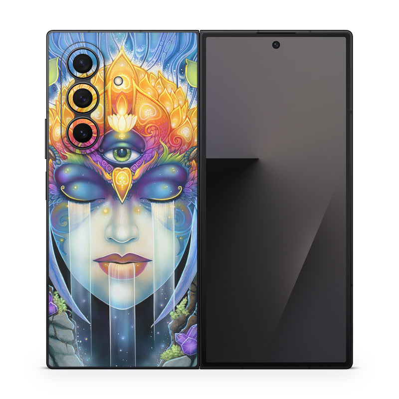 Samsung Galaxy Z Fold7 Skin design of Art paint, Paint, Painting, Art, Illustration, Fictional character, Symmetry, Cg artwork, Visual arts, Electric blue, with blue, yellow, orange, red, purple, blue, green, brown, gray colors