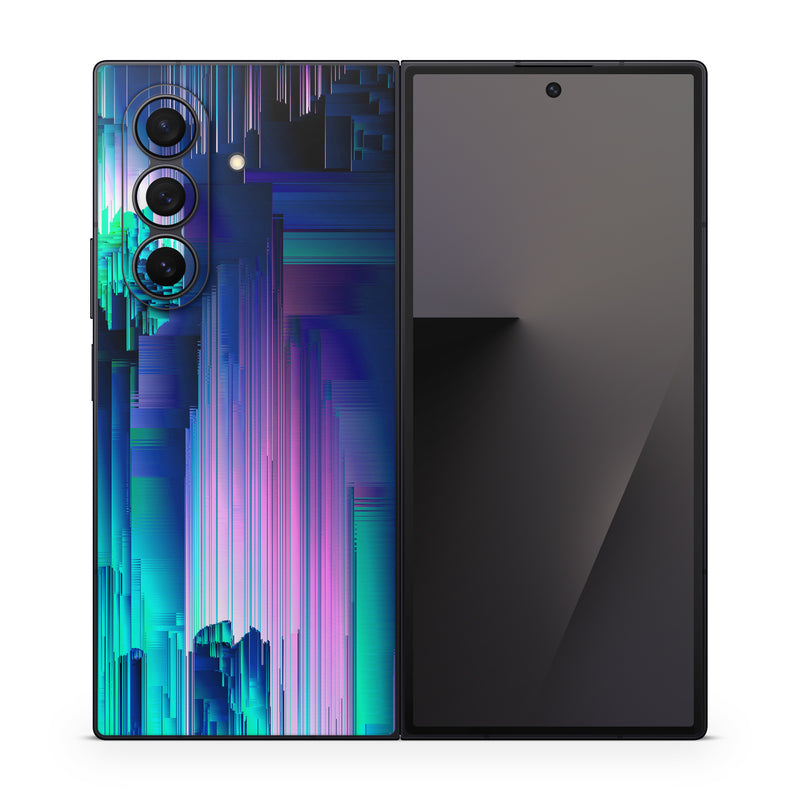 Samsung Galaxy Z Fold7 Skin design of Blue, Green, Light, Colorfulness, with blue, purple, pink, white colors