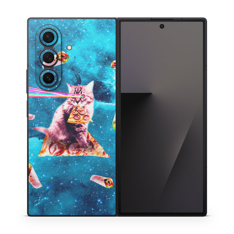 Samsung Galaxy Z Fold7 Skin design of Illustration, Organism, Graphic design, Art, Space, Fictional character, Extreme sport, Graphics, with blue, white, gray, yellow, red, orange colors