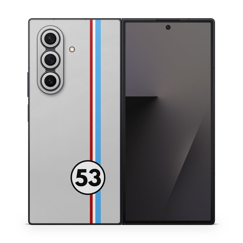 Samsung Galaxy Z Fold7 Skin design of Line, Sign, Games, with gray, blue, red, white, black colors