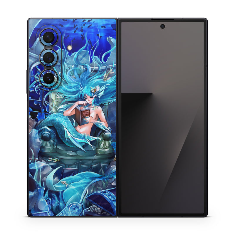 Samsung Galaxy Z Fold7 Skin design of Cg artwork, Fictional character, Electric blue, Illustration, Art, Mythology, Dragon, Games, Mythical creature, with blue, black, yellow, white colors