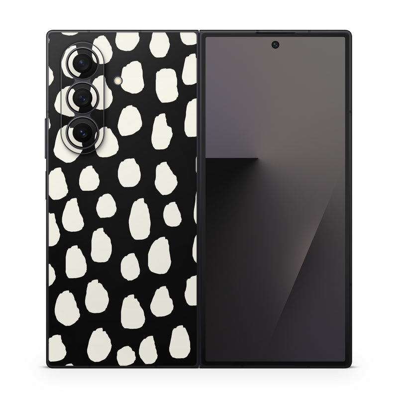 Samsung Galaxy Z Fold7 Skin design of White, Black and white, Monochrome, Pattern, Polka dot, with black, white colors