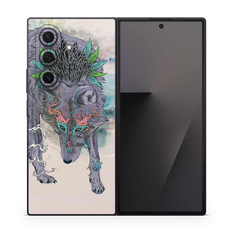Samsung Galaxy Z Fold7 Skin design of Illustration, Boar, Art, Drawing, Fictional character, Sketch, Suidae, with gray, pink, black, blue, yellow colors