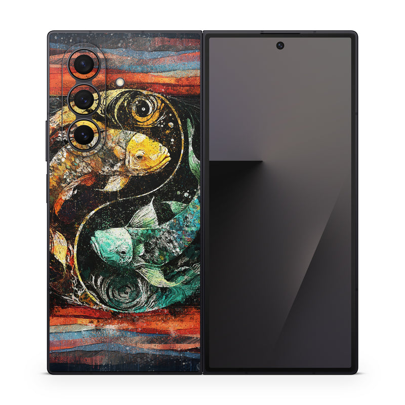 Samsung Galaxy Z Fold7 Skin design of Art paint, Paint, Painting, Art, Creative arts, Pattern, Visual arts, Mural, Illustration, Graphics, with black, red, blue, yellow, green, orange, purple colors