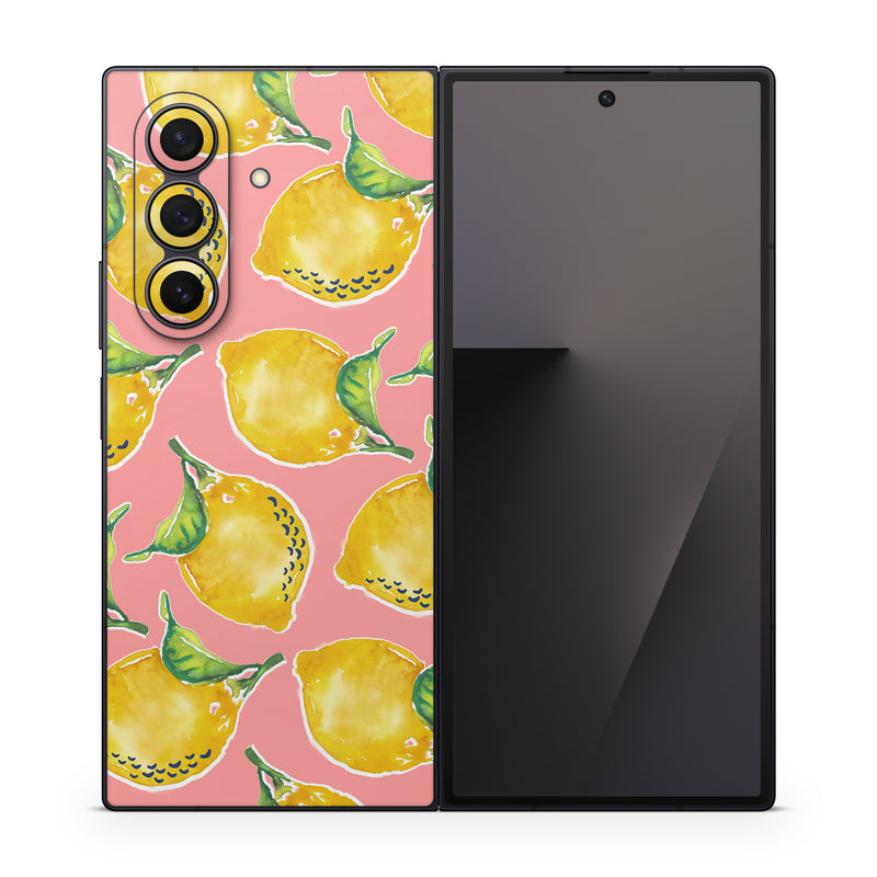 Samsung Galaxy Z Fold7 Skin design of Yellow, Plant, with yellow, green, pink colors