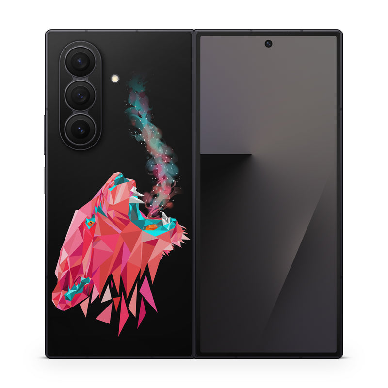 Samsung Galaxy Z Fold7 Skin design of Pink, Graphic design, Illustration, Design, Organism, Graphics, Font, Art, Animation, Pattern, with black, red, pink, gray colors