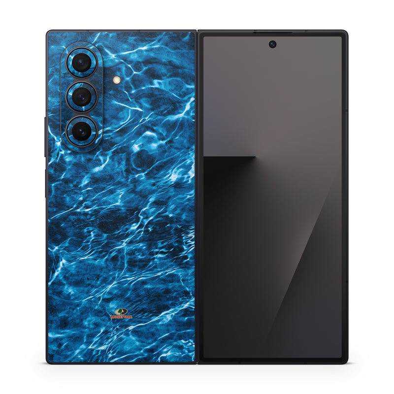 Samsung Galaxy Z Fold7 Skin design of Blue, Water, Aqua, Turquoise, Azure, Electric blue, Sky, Pattern, Sea, Ocean, with blue, black colors