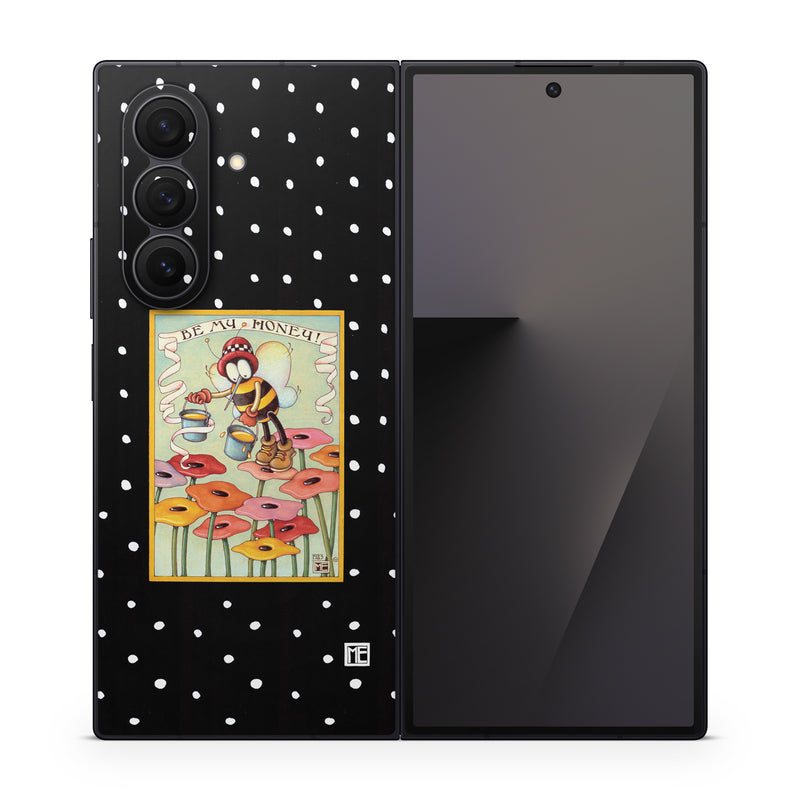 Samsung Galaxy Z Fold7 Skin design of Cartoon, Illustration, Art, with black, white, yellow, orange, pink, red, blue, green colors