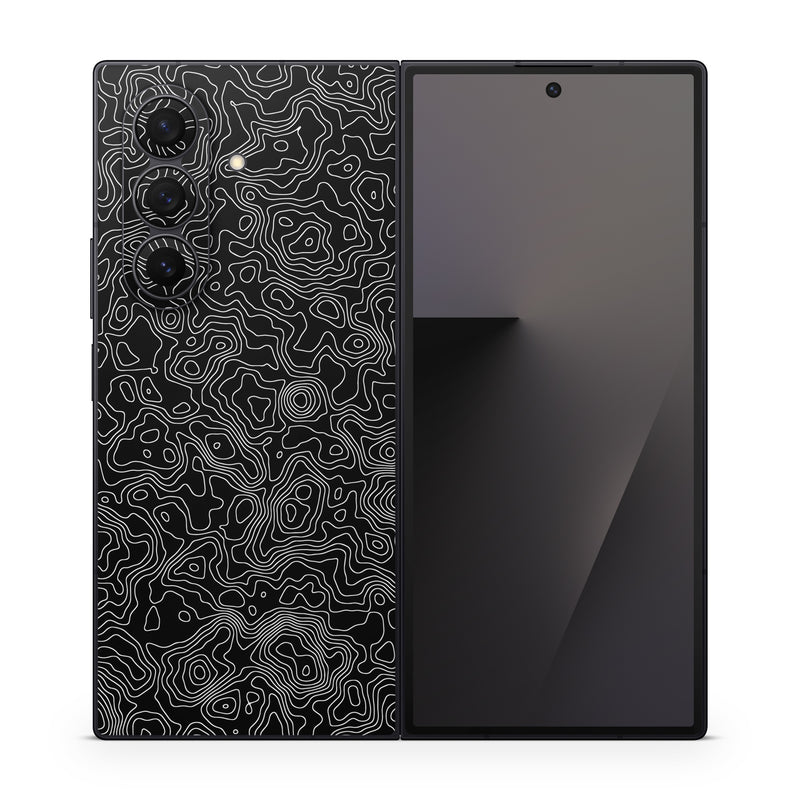 Samsung Galaxy Z Fold7 Skin design of Art, Motif, Pattern, Symmetry, Monochrome, Circle, Font, Visual arts, Illustration, Monochrome photography, with black, gray colors