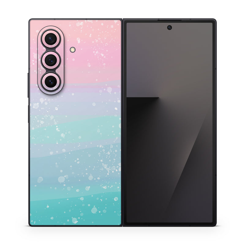 Samsung Galaxy Z Fold7 Skin design of Blue, Pink, Graphics, with blue, pink, white colors