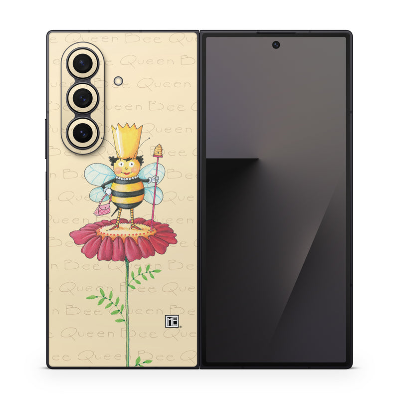 Samsung Galaxy Z Fold7 Skin design of Cartoon, Cut flowers, Flower, Clip art, Plant, Fictional character, Illustration, Wildflower, Plant stem, Drawing, with pink, gray, red, orange, green colors