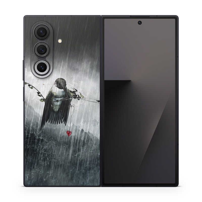 Samsung Galaxy Z Fold7 Skin design of Water, Cg artwork, Graphic design, Fictional character, Darkness, Illustration, with black, gray, white, red colors