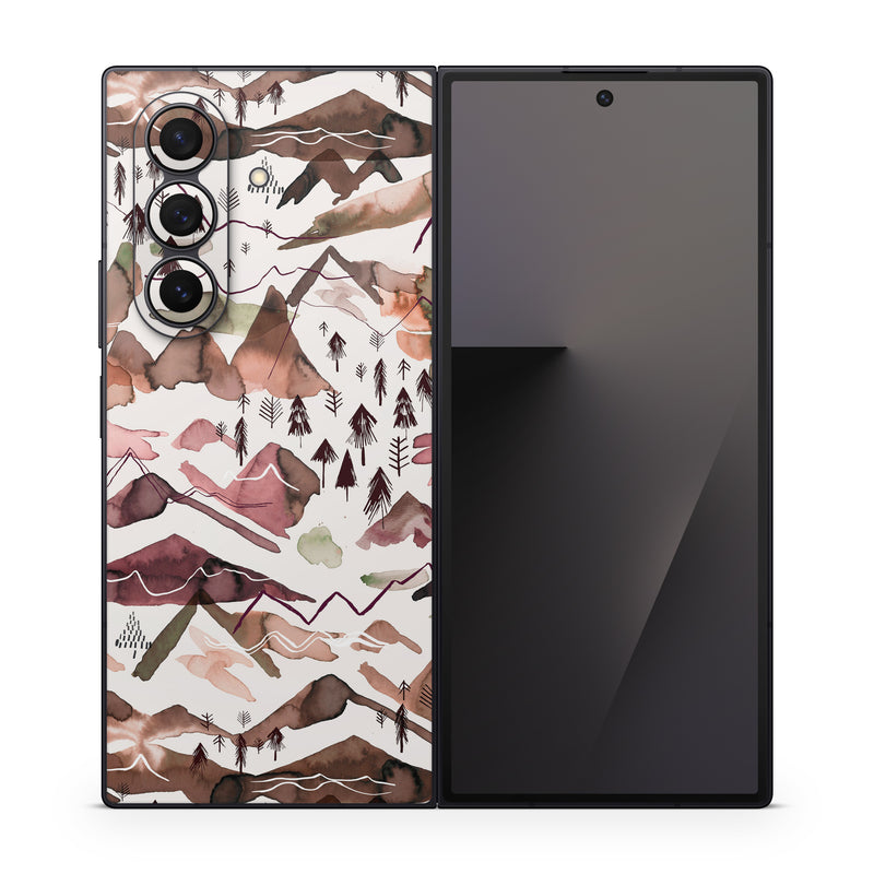 Samsung Galaxy Z Fold7 Skin design of Pattern, Design, Leaf, Camouflage, Military camouflage, Illustration, Art, with white, red, black, gray colors