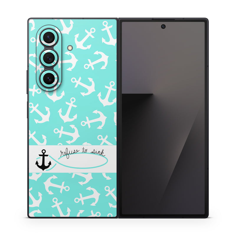 Samsung Galaxy Z Fold7 Skin design of Text, Turquoise, Aqua, Font, Teal, Pattern, Line, Design, Illustration, with gray, white, blue, green colors