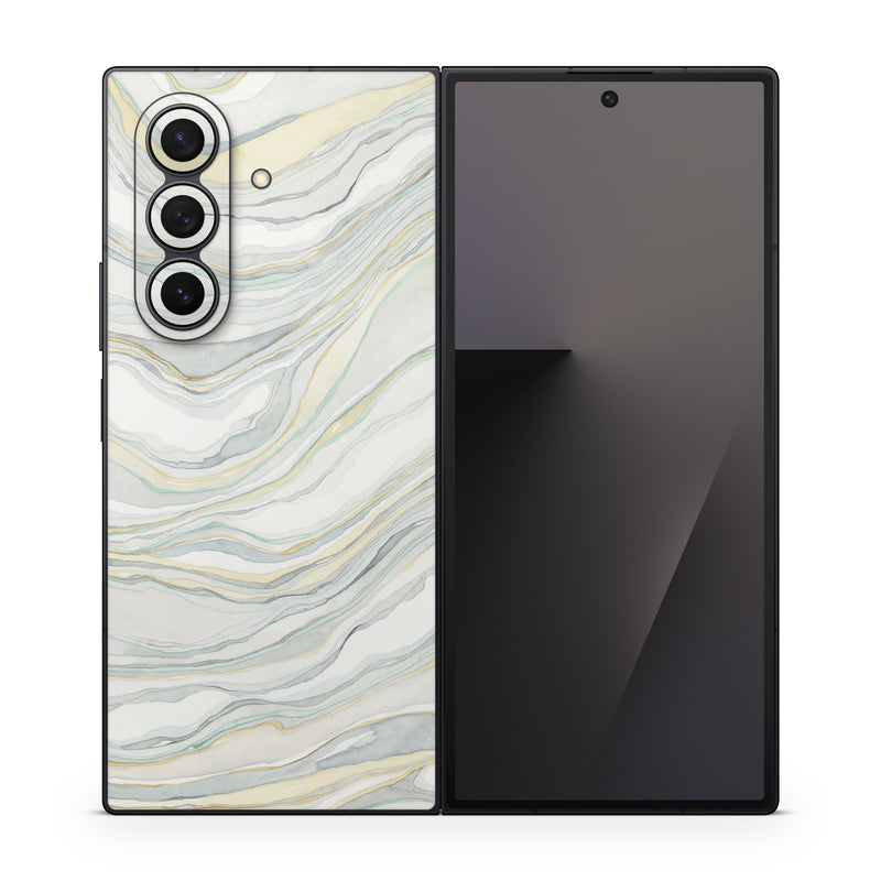 Samsung Galaxy Z Fold7 Skin design of Line, Pattern, with yellow, white, blue, gray colors