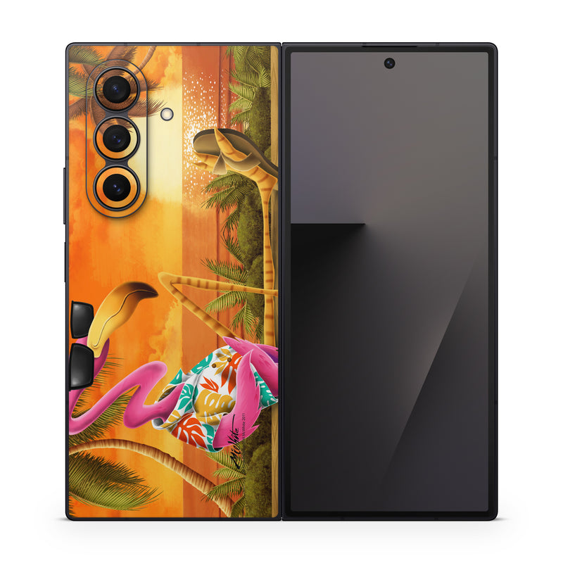 Samsung Galaxy Z Fold7 Skin design of Cartoon, Art, Animation, Illustration, Plant, Cg artwork, Shoe, Fictional character, with red, orange, green, black, pink colors