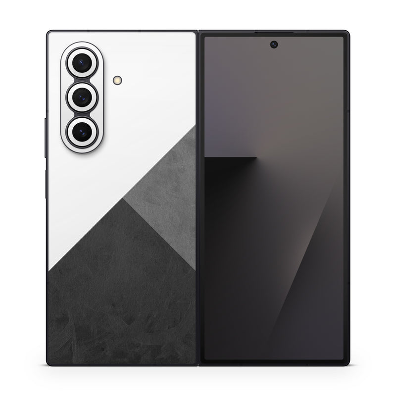 Samsung Galaxy Z Fold7 Skin design of Black, White, Black-and-white, Line, Grey, Architecture, Monochrome, Triangle, Monochrome photography, Pattern, with white, black, gray colors