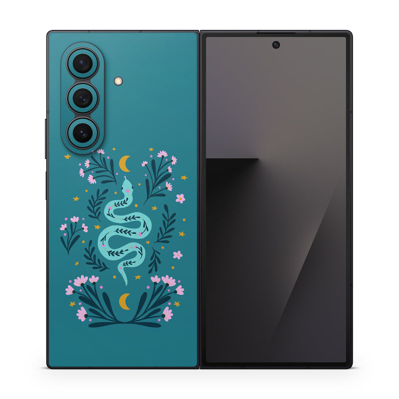 Samsung Galaxy Z Fold7 Skin design of Creative arts, Font, Art, Electric blue, Pattern, Rectangle, Graphics, Motif, Illustration, Ornament, with blue, pink, green, yellow colors