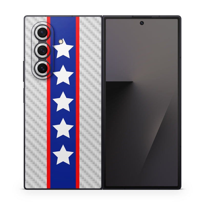 Samsung Galaxy Z Fold7 Skin design of Flag of the united states, Flag, Font, Parallel, Electric blue, Rectangle, Pattern, Flag Day (USA), Symbol, Carmine, with gray, white, blue, red colors