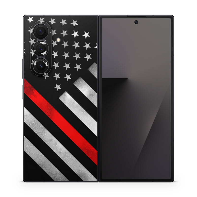 Samsung Galaxy Z Fold7 Skin design of Flag of the united states, Flag, Line, Black-and-white, Pattern, Flag Day (USA), Veterans day, Independence day, Memorial day, with black, white, gray, red colors