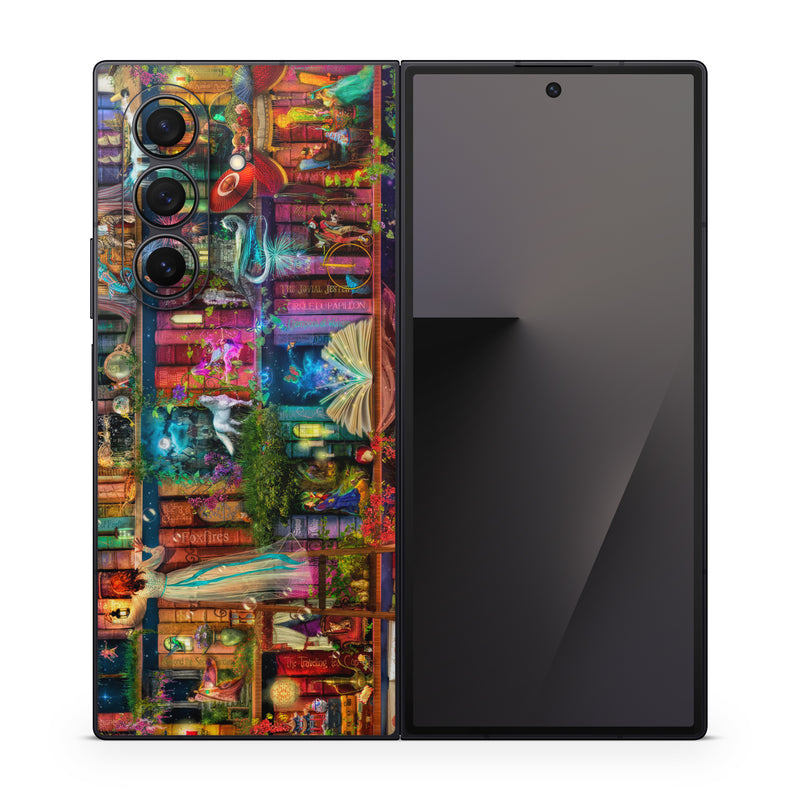 Samsung Galaxy Z Fold7 Skin design of Painting, Art, Theatrical scenery, with black, red, gray, green, blue colors