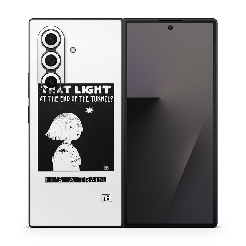 Samsung Galaxy Z Fold7 Skin design of Cartoon, Poster, Font, Black-and-white, Fictional character, Illustration, Coloring book, with black, white colors