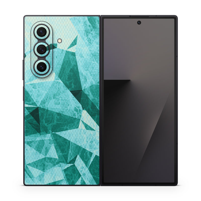 Samsung Galaxy Z Fold7 Skin design of Aqua, Blue, Pattern, Turquoise, Illustration, Teal, Design, Line, Graphic design, with blue colors