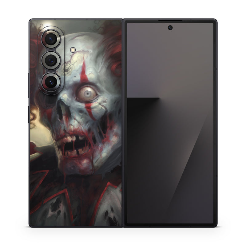 Samsung Galaxy Z Fold7 Skin design of Illustration, Fictional character, Fiction, Supervillain, Demon, Art, Zombie, Ghost, Supernatural creature, Flesh, with black, gray, green, red colors