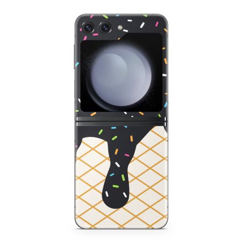 Black Ice Cream Drip Samsung Galaxy Z Flip5 Skin