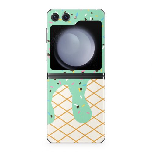Mint Chocolate Chip Ice Cream Drip Samsung Galaxy Z Flip5 Skin