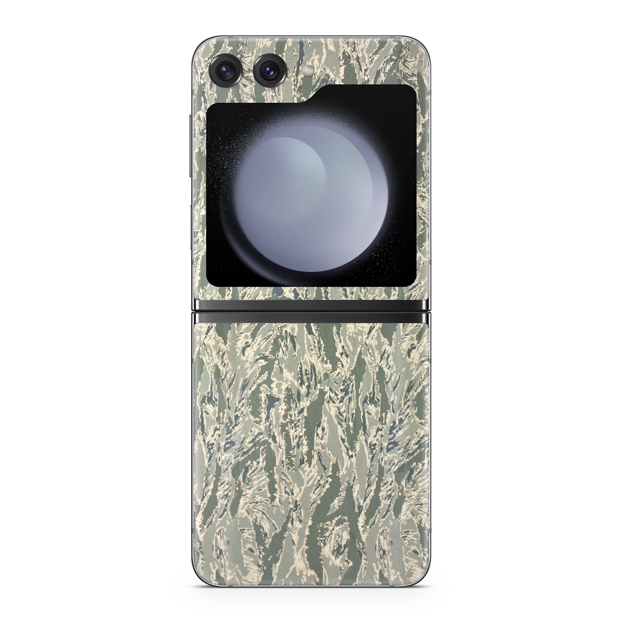 Samsung Galaxy Z Flip5 Skin design of Pattern, Grass, Plant, with gray, green colors