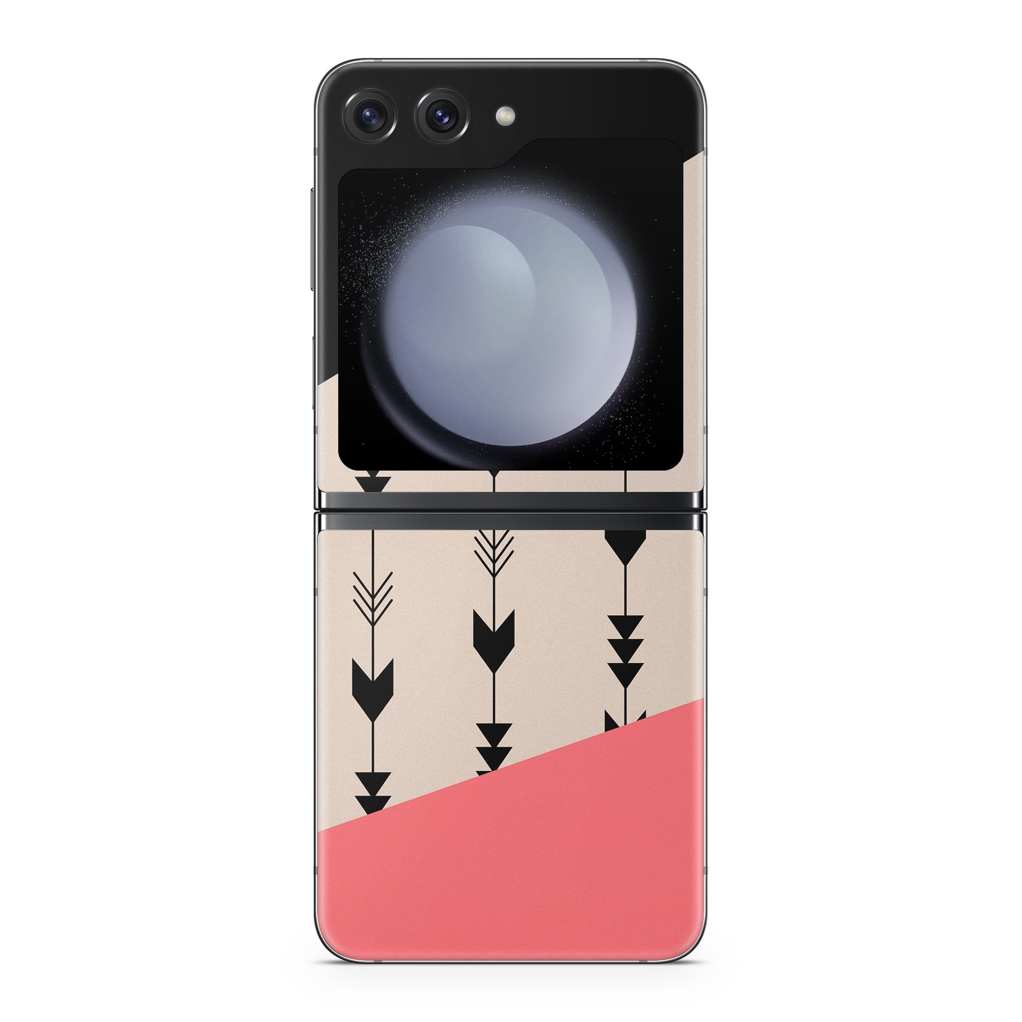 Samsung Galaxy Z Flip5 Skin design of Line, Pattern, Design, Font, Illustration, with black, gray, pink colors