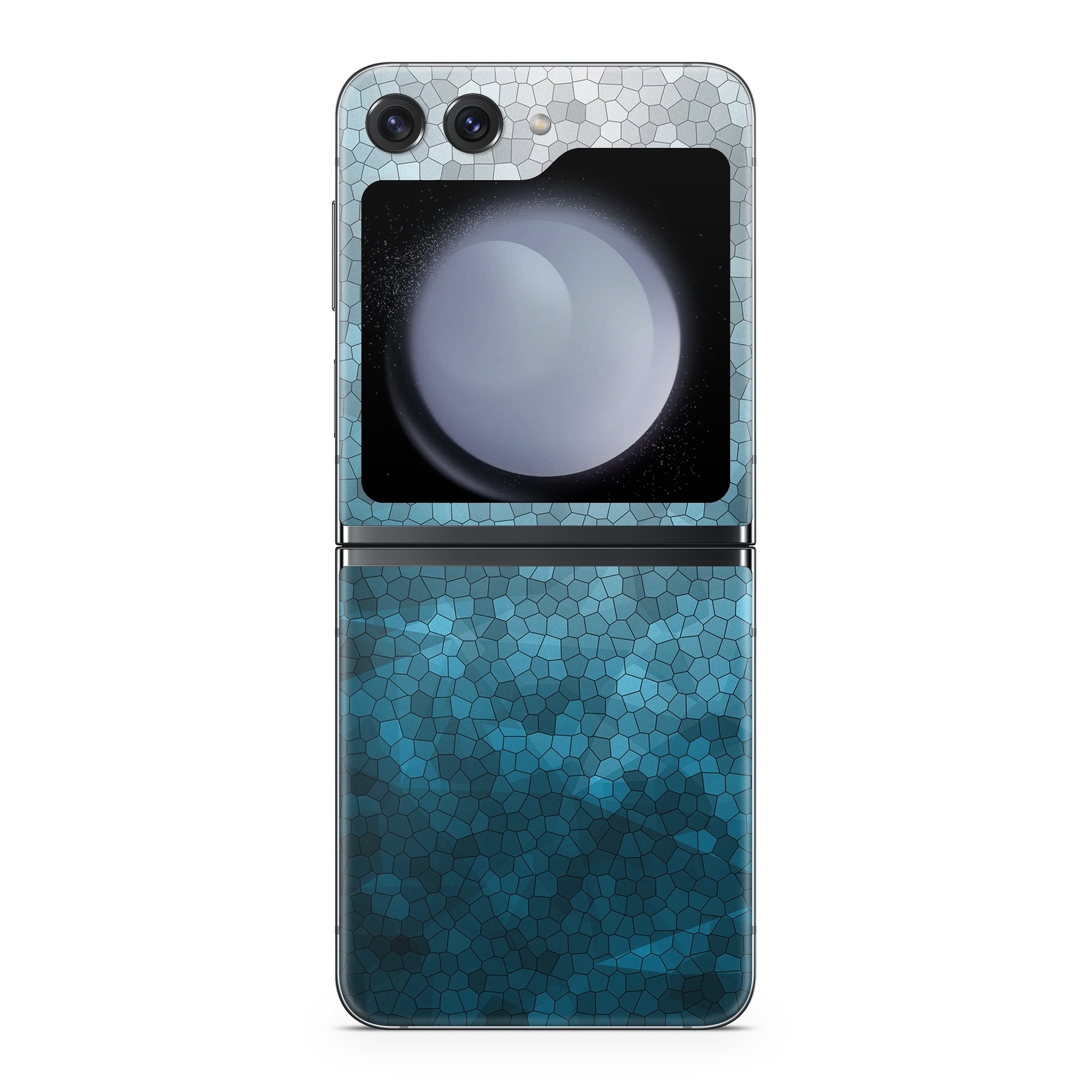 Samsung Galaxy Z Flip5 Skin design of Blue, Aqua, Turquoise, Green, Water, Teal, Sky, Azure, Pattern, Atmosphere, with blue, white, gray colors