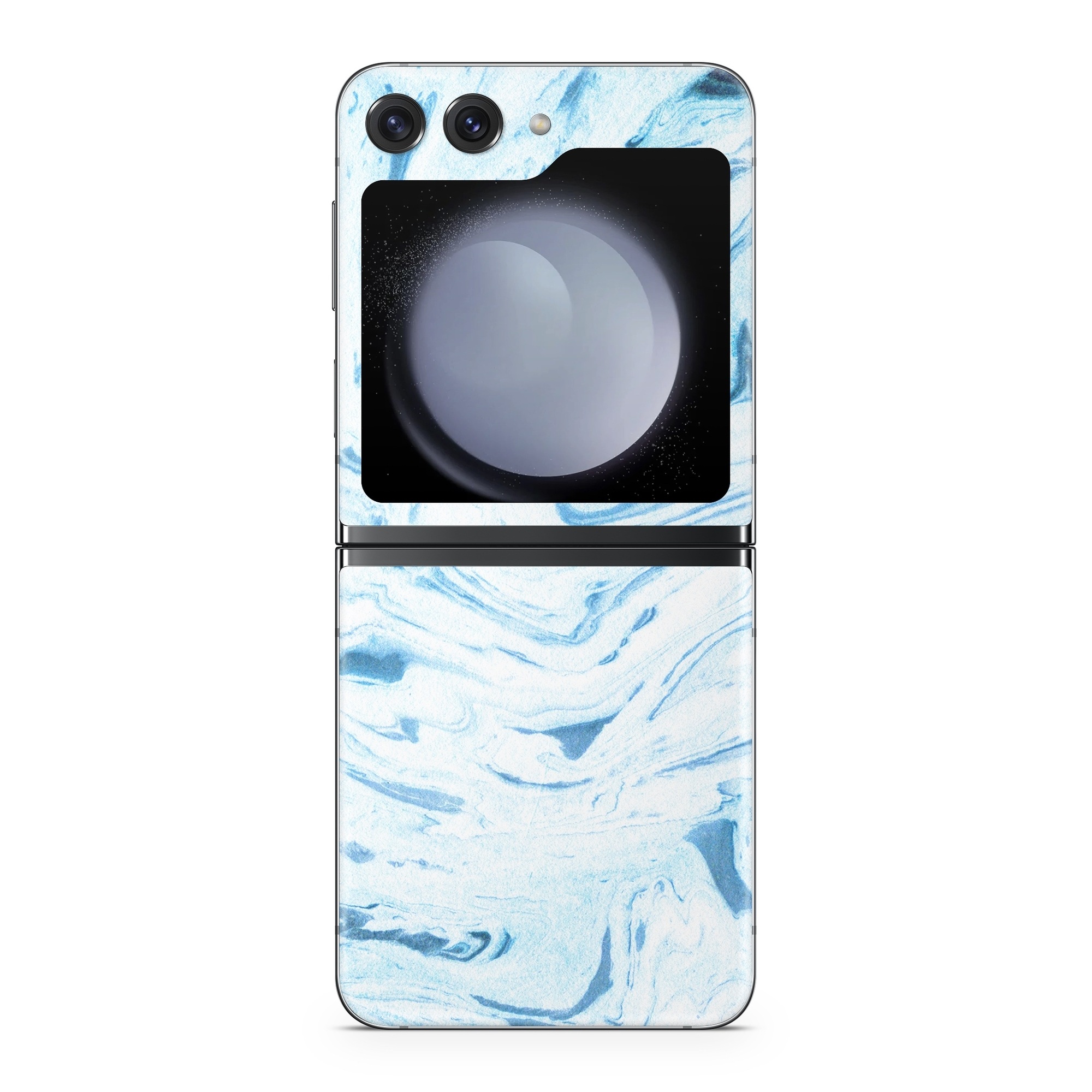 Samsung Galaxy Z Flip5 Skin design of Water, Aqua, Wind wave, Drawing, Painting, Wave, Pattern, Art, with blue colors