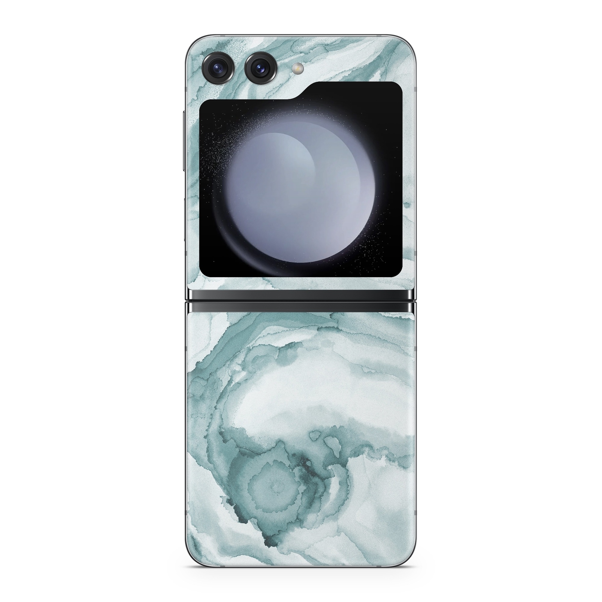 Samsung Galaxy Z Flip5 Skin design of Liquid, Fluid, Snow, Polar ice cap, Ice cap, Aqua, Melting, Glacial landform, Arctic ocean, Pattern, with blue, gray, white colors