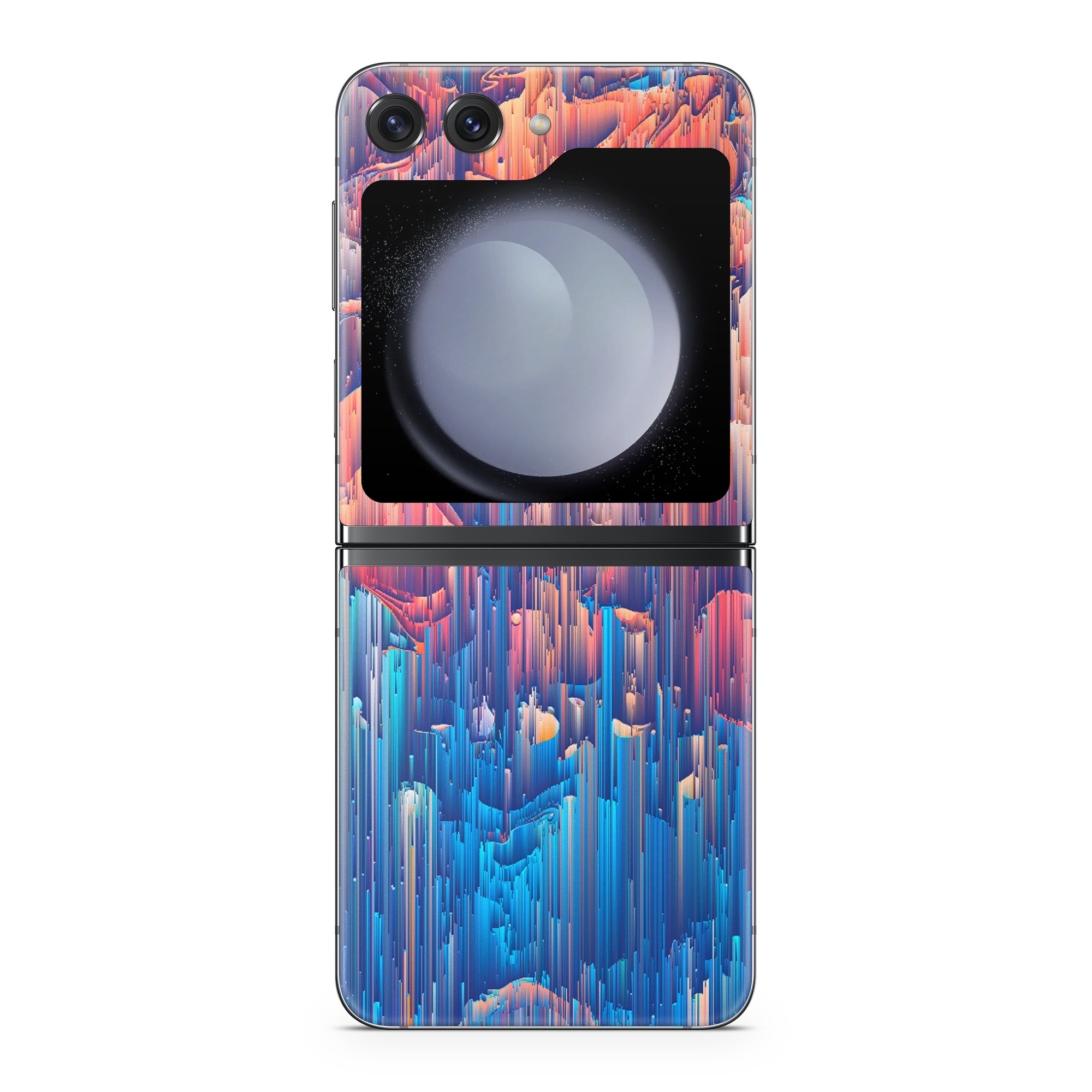 Samsung Galaxy Z Flip5 Skin design of Blue, Turquoise, Formation, Sky, Design, City, Geology, Photography, Stock photography, Landscape, with blue, yellow, orange, red, pink colors