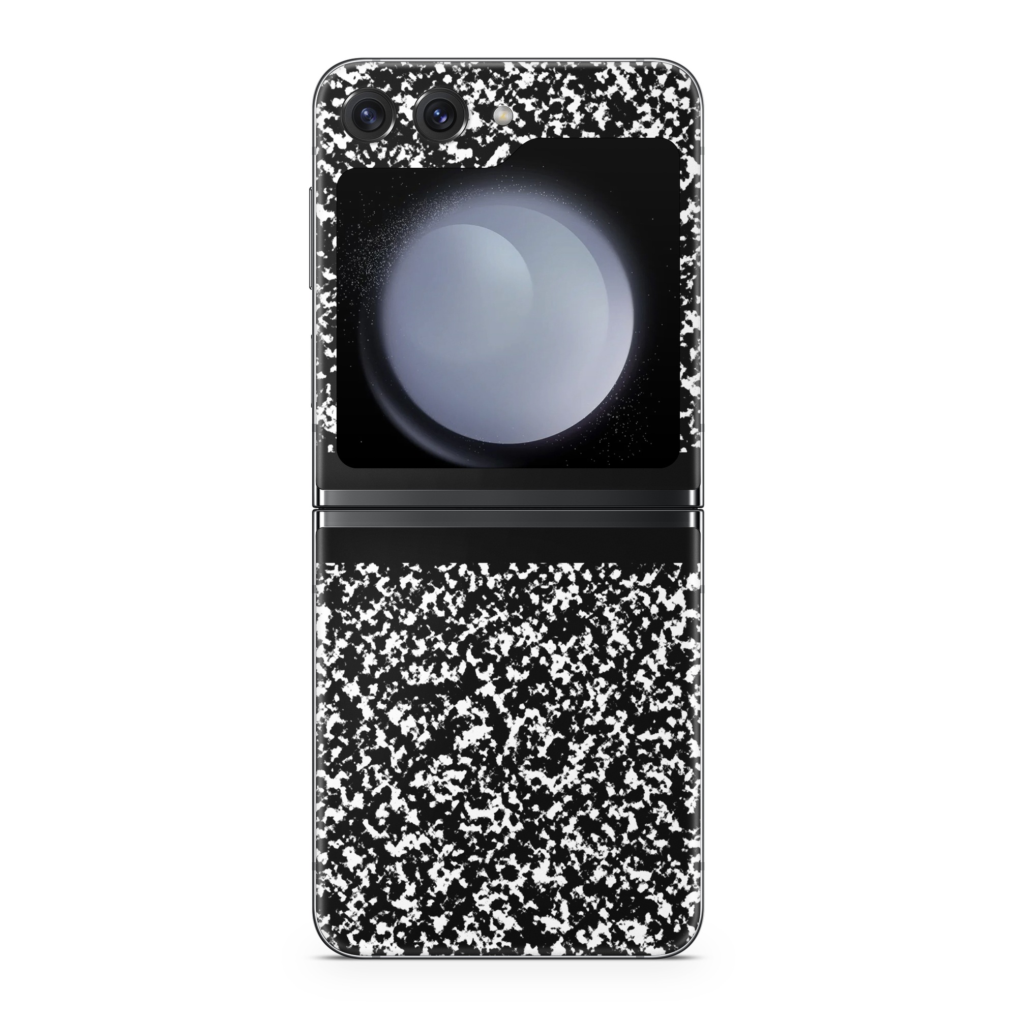 Samsung Galaxy Z Flip5 Skin design of Text, Font, Line, Pattern, Black-and-white, Illustration, with black, gray, white colors