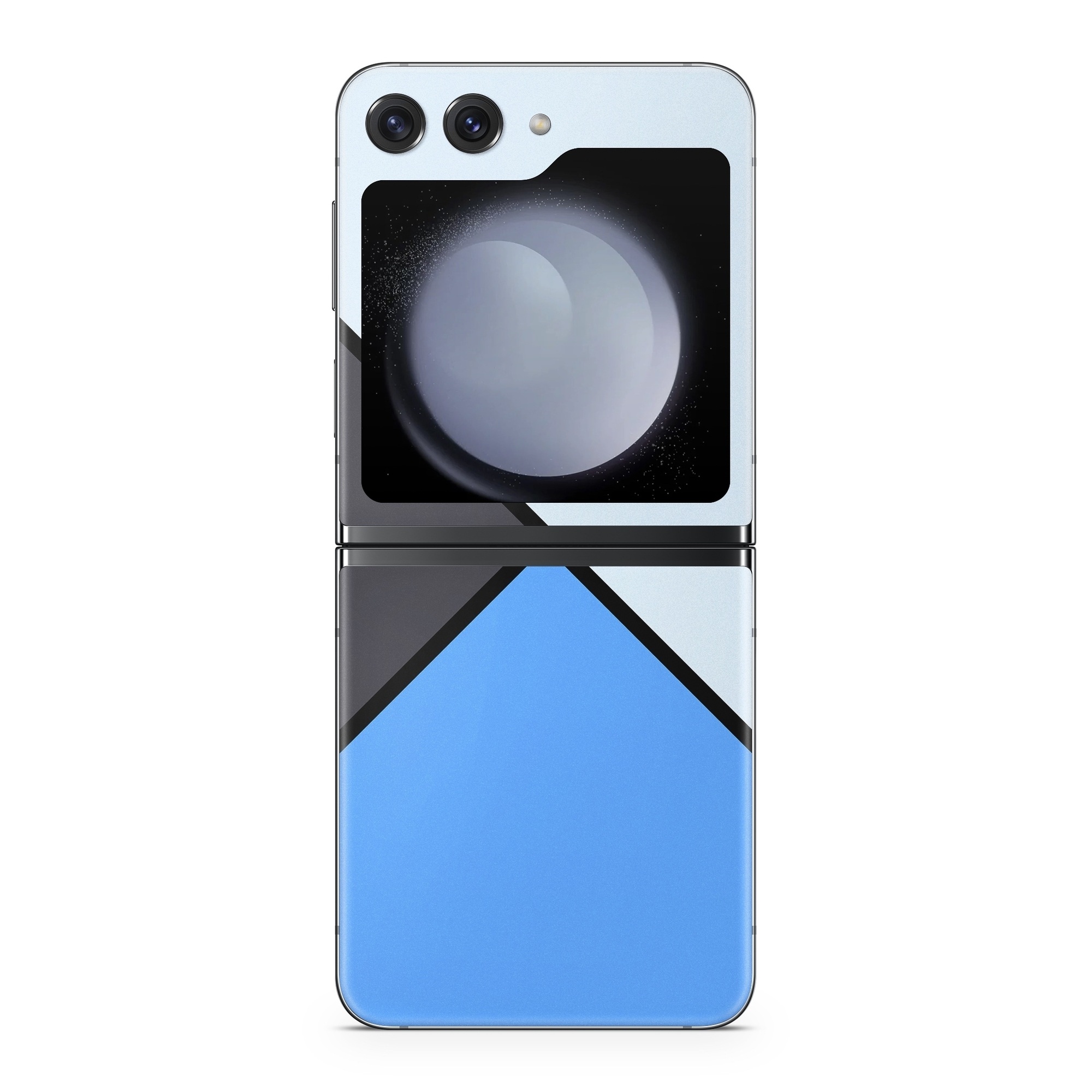 Samsung Galaxy Z Flip5 Skin design of Blue, Line, Cobalt blue, Triangle, Azure, Electric blue, Parallel, Symmetry, Font, with blue, gray, black colors