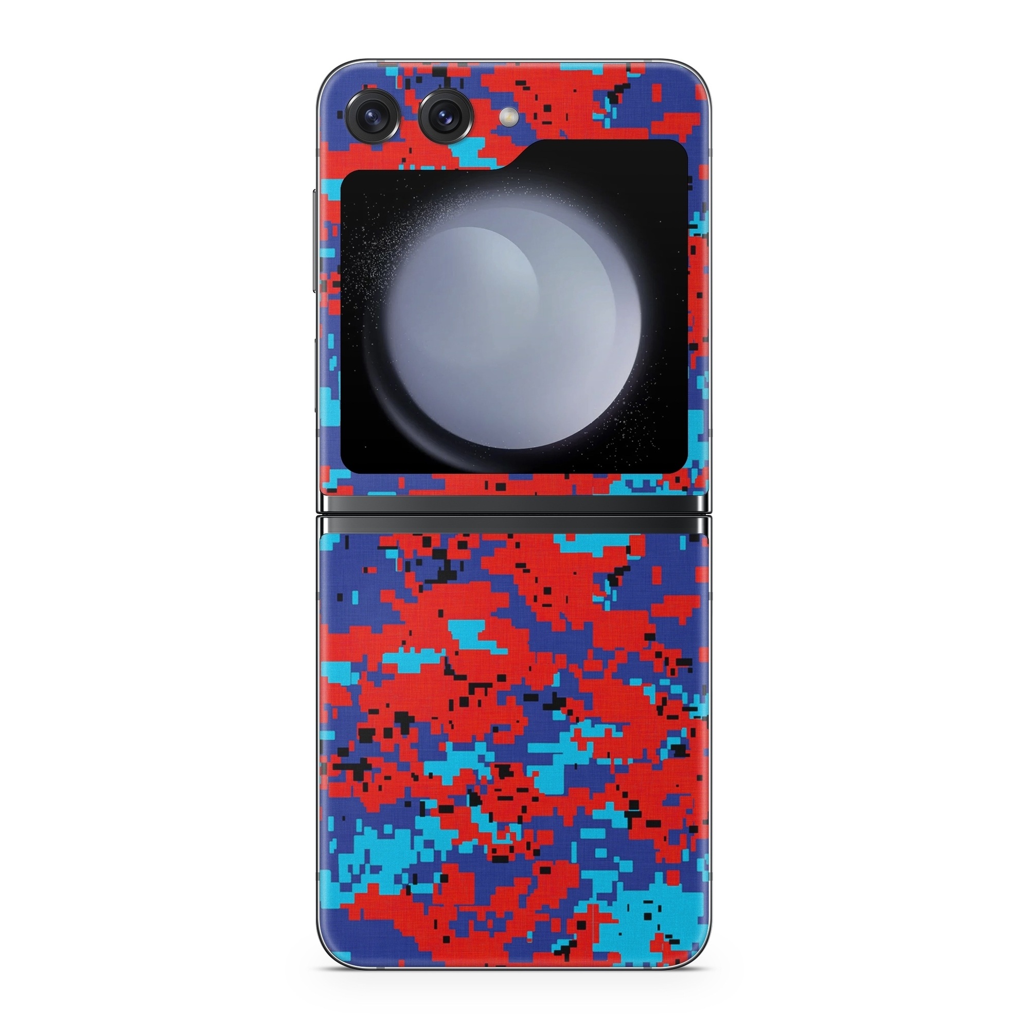 Samsung Galaxy Z Flip5 Skin design of Blue, Red, Pattern, Textile, Electric blue, with blue, red colors