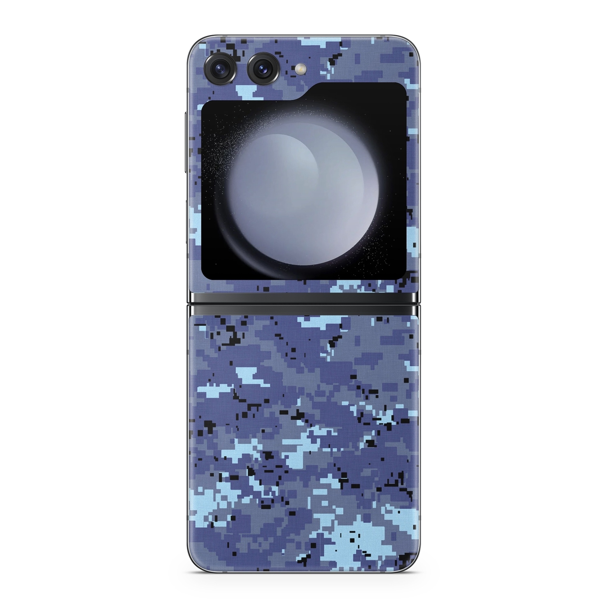 Samsung Galaxy Z Flip5 Skin design of Blue, Purple, Pattern, Lavender, Violet, Design, with blue, gray, black colors