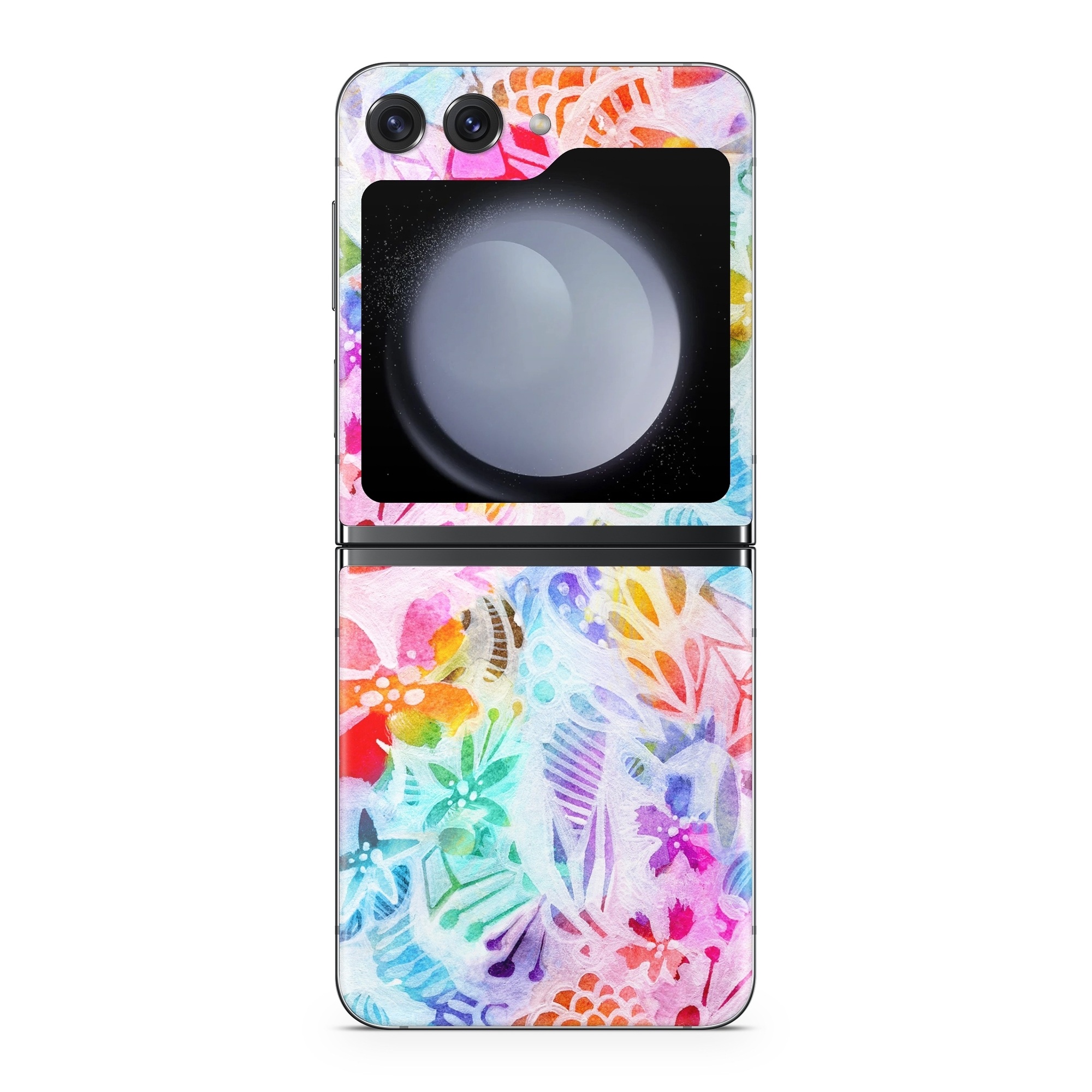 Samsung Galaxy Z Flip5 Skin design of Pattern, Design, Textile, Art, with gray, pink, purple, blue colors
