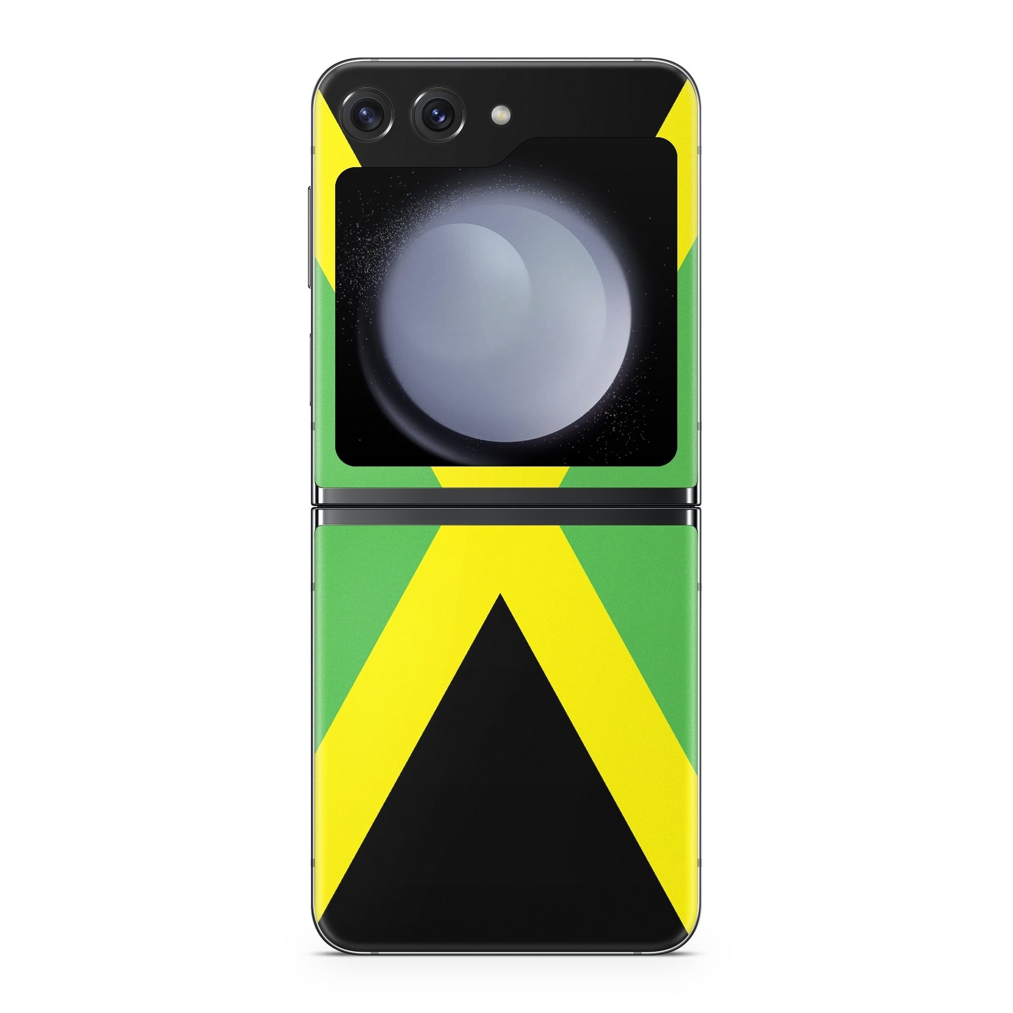 Samsung Galaxy Z Flip5 Skin design of Green, Flag, Yellow, Macro photography, Graphics, Graphic design, with black, green, yellow colors