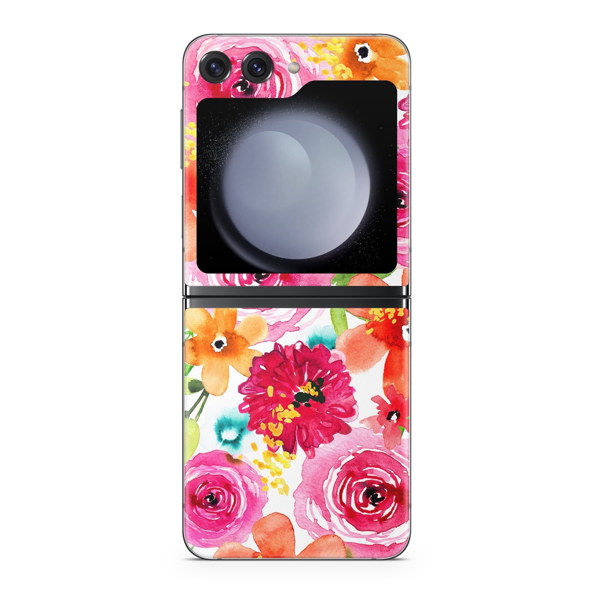 Samsung Galaxy Z Flip5 Skin design of Flower, Cut flowers, Floral design, Plant, Pink, Bouquet, Petal, Flower Arranging, Artificial flower, Clip art, with pink, red, green, orange, yellow, blue, white colors