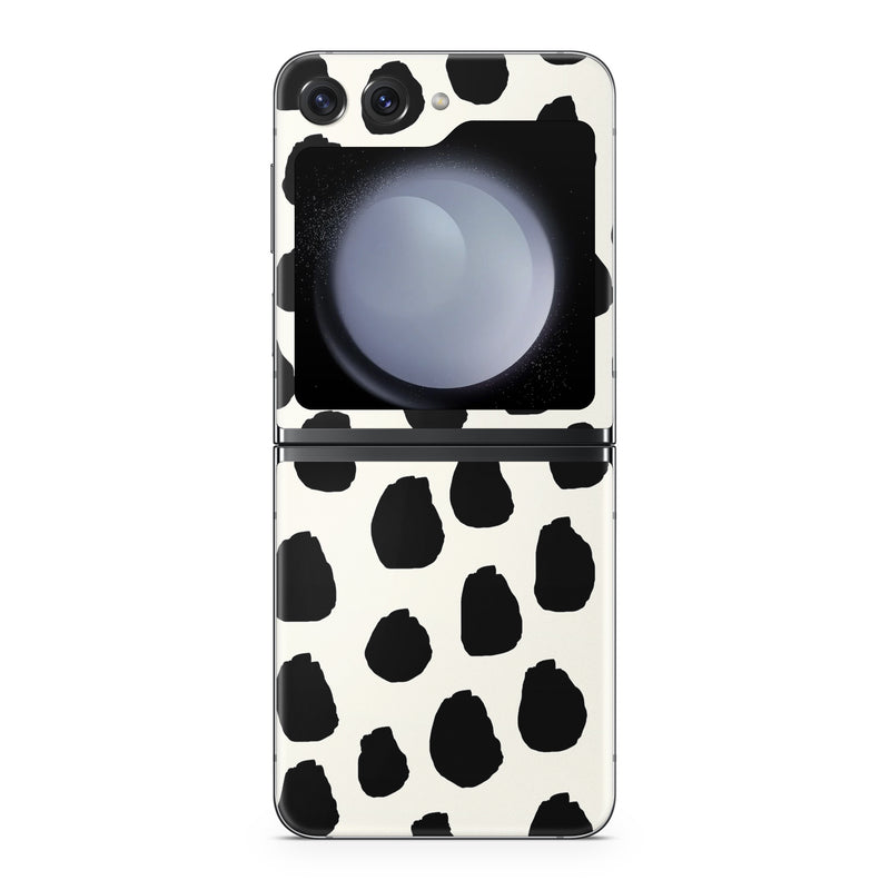 Samsung Galaxy Z Flip5 Skin design of White, Black and white, with black, white colors