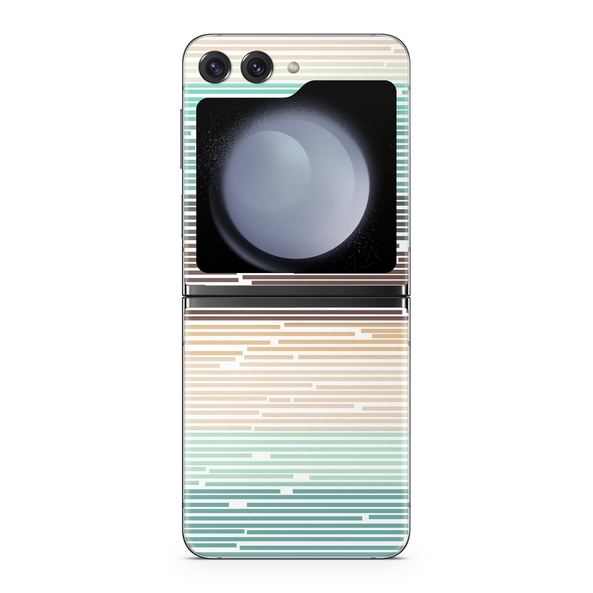 Samsung Galaxy Z Flip5 Skin design of Line, Parallel, Pattern, with blue, brown, yellow, orange colors